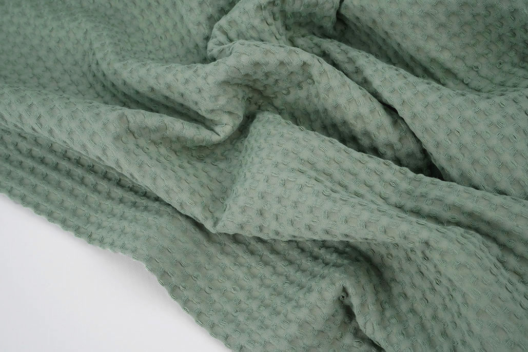 Luxury Cotton Waffle Pique Old Green