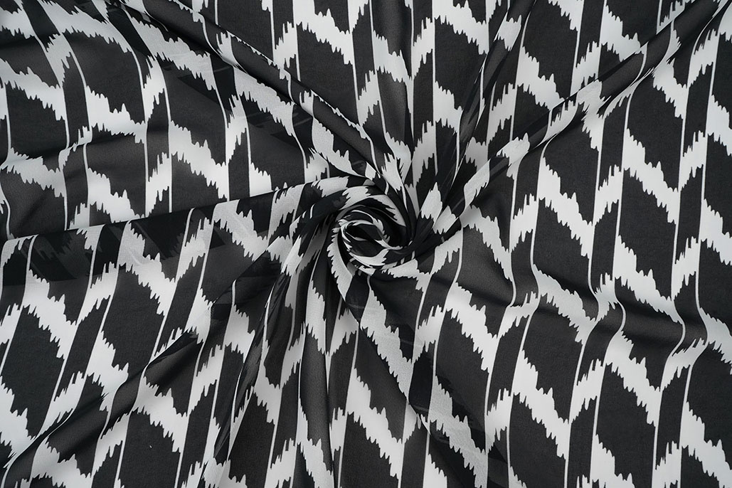 Chiffon Bedruckt Mottelia Schwarz