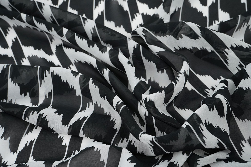 Chiffon Bedruckt Mottelia Schwarz