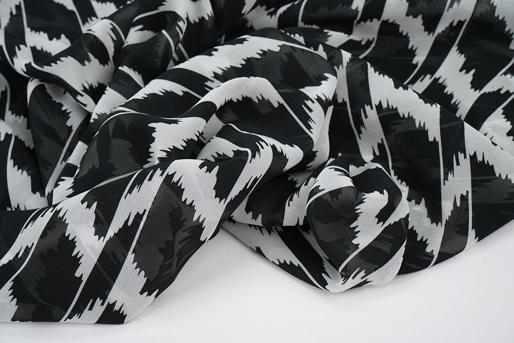 Chiffon Bedrukt Mottelia Zwart