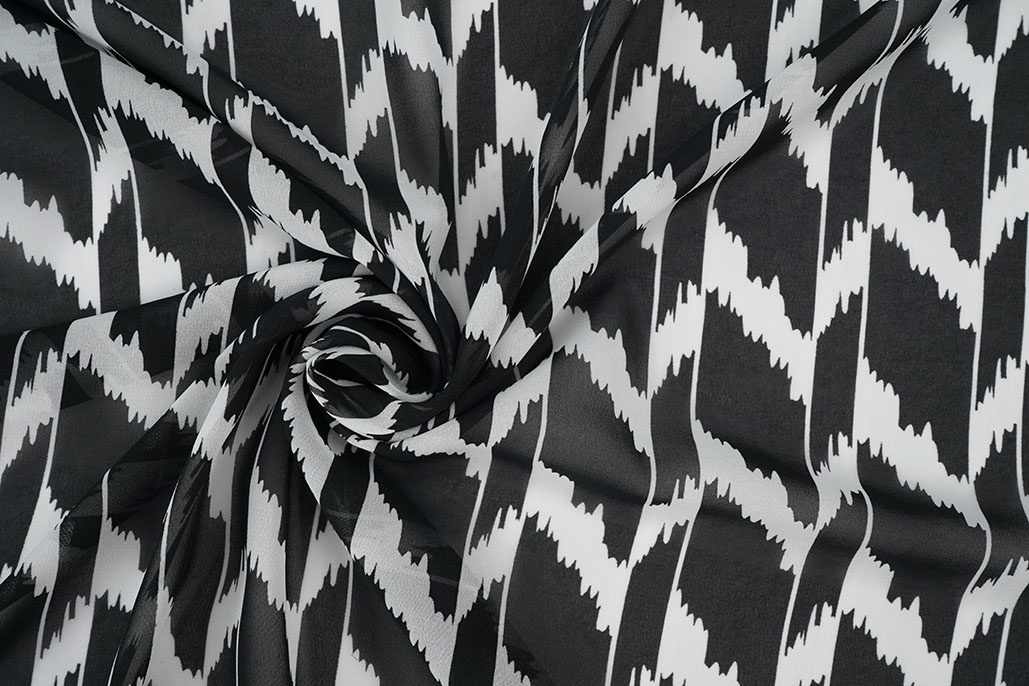 Chiffon Bedruckt Mottelia Schwarz