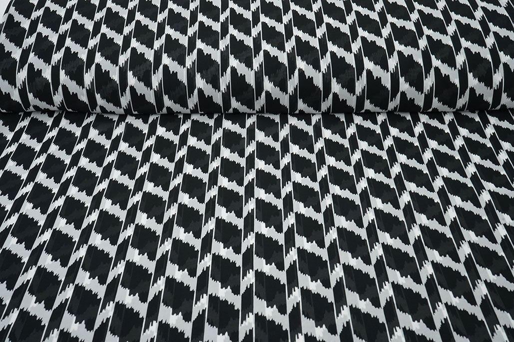Chiffon Bedrukt Mottelia Zwart