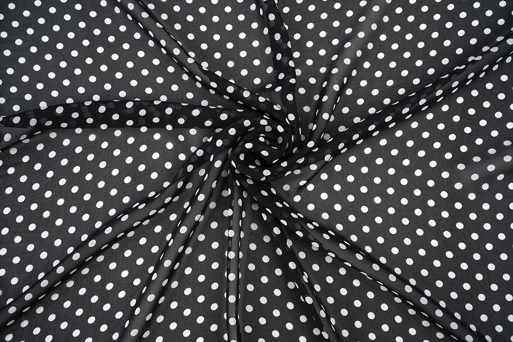 Chiffon Bedrukt Stippen Zwart