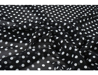 Chiffon Bedruckt Punkte Schwarz