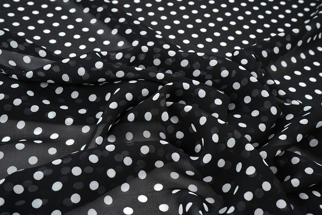 Chiffon Printed Dots Black