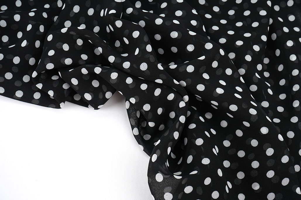 Chiffon Printed Dots Black