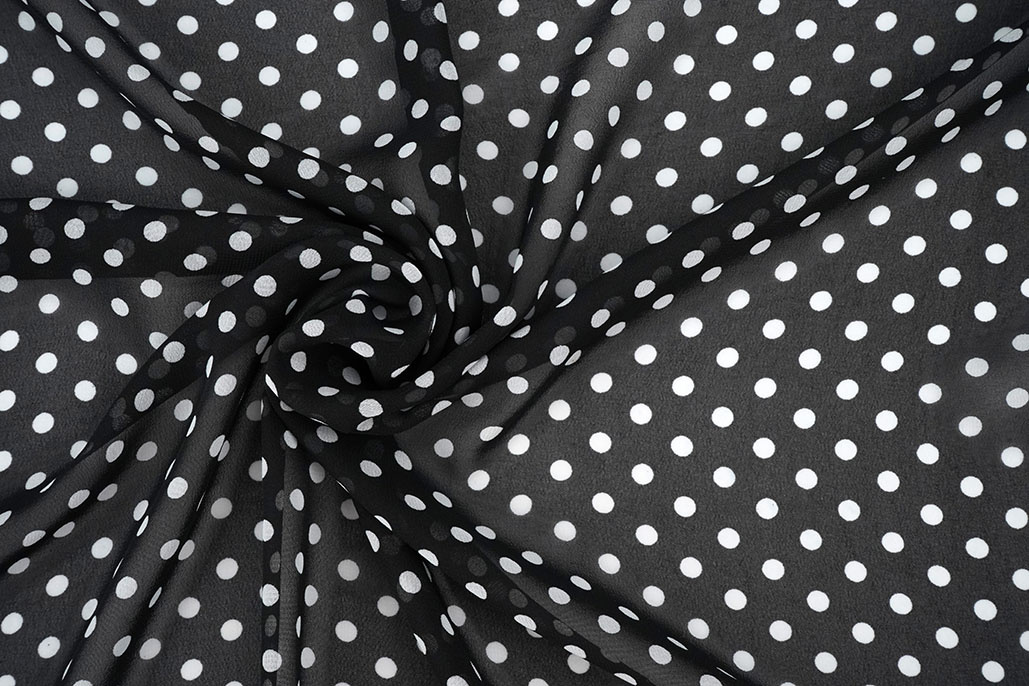 Chiffon Printed Dots Black