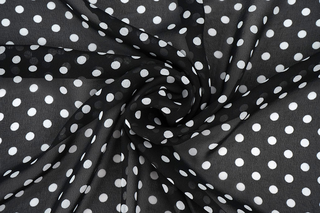 Chiffon Printed Dots Black