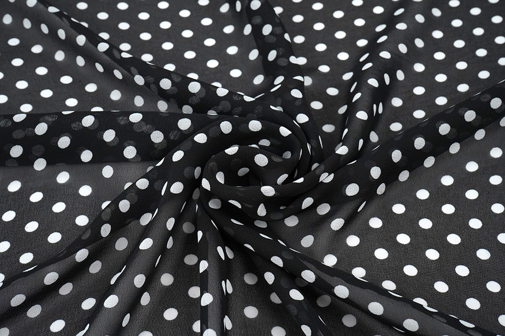 Chiffon Printed Dots Black