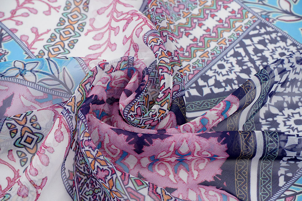 Chiffon Bedruckt Splenda Blau
