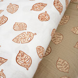 Baumwoll Musselin Monstera Leaves Sand