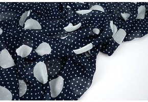 Chiffon Kleine en Grote Stippen Marine