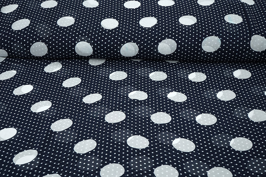 Chiffon Kleine en Grote Stippen Marine