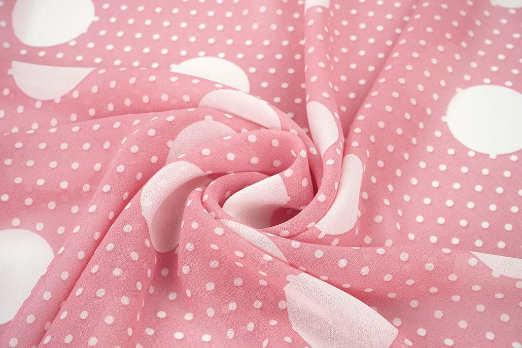 Chiffon Kleine en Grote Stippen Roze