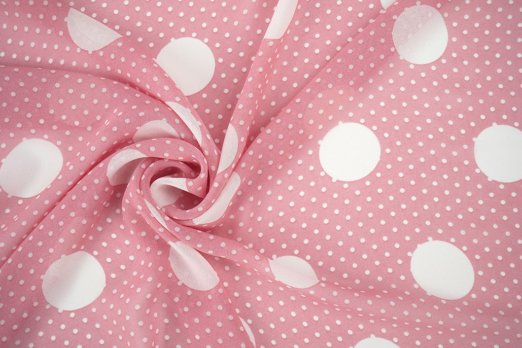Chiffon Kleine en Grote Stippen Roze