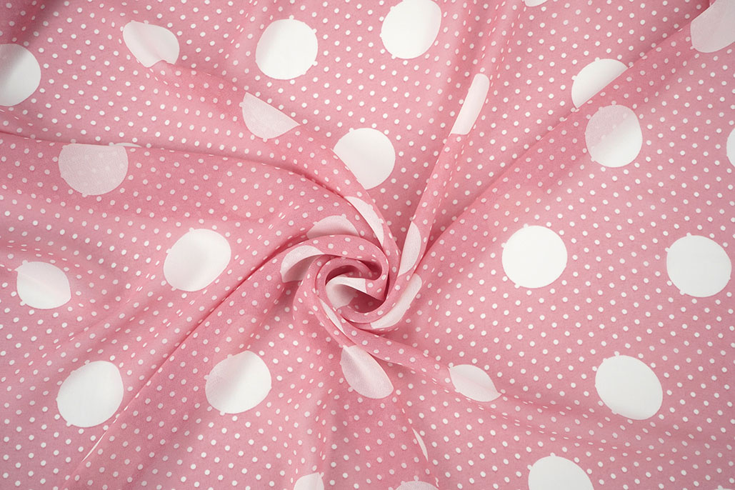 Chiffon Small and Large Dots Pink
