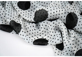 Chiffon Kleine en Grote Stippen Off-White