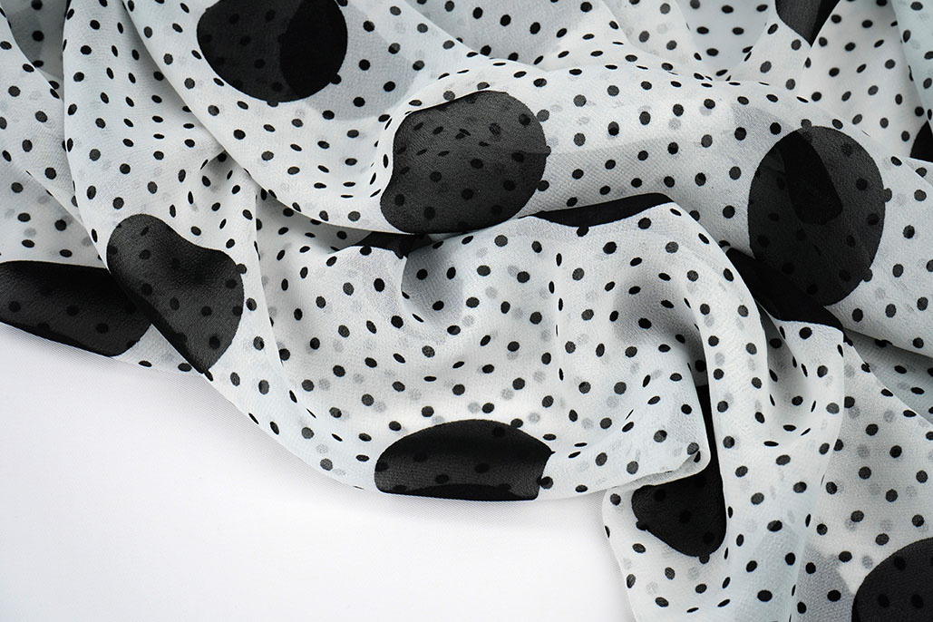 Chiffon Kleine en Grote Stippen Off-White