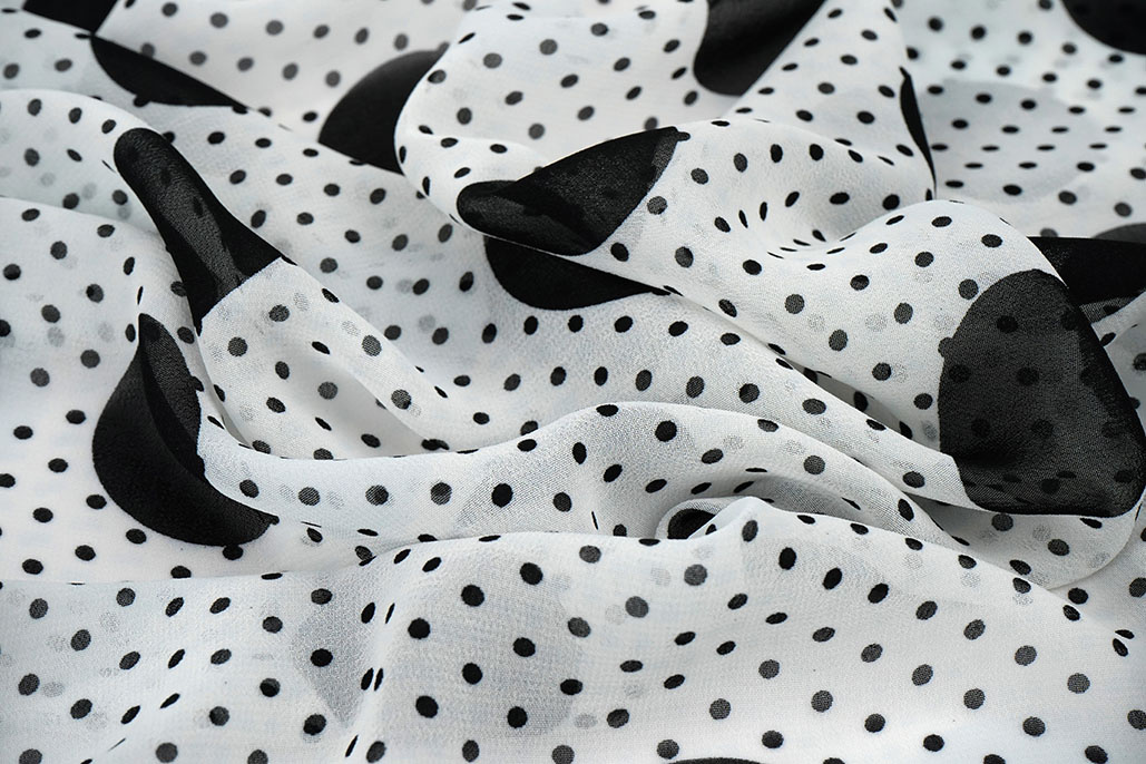 Chiffon Kleine und Große Punkte Off-White