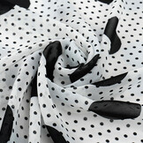 Chiffon Kleine en Grote Stippen Off-White