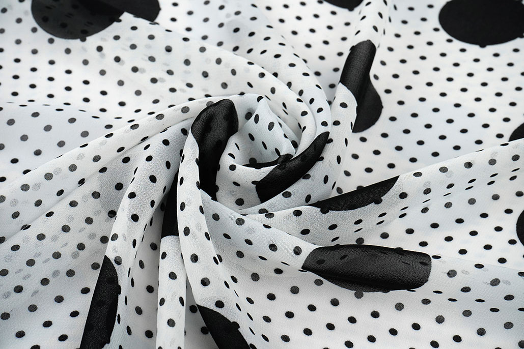 Chiffon Kleine en Grote Stippen Off-White