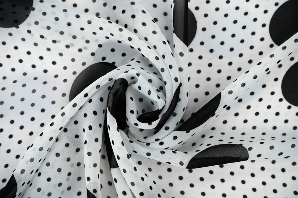 Chiffon Kleine en Grote Stippen Off-White