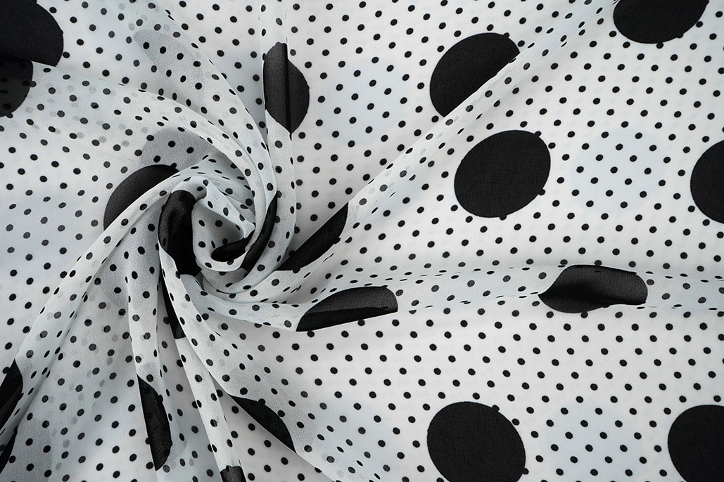 Chiffon Kleine en Grote Stippen Off-White