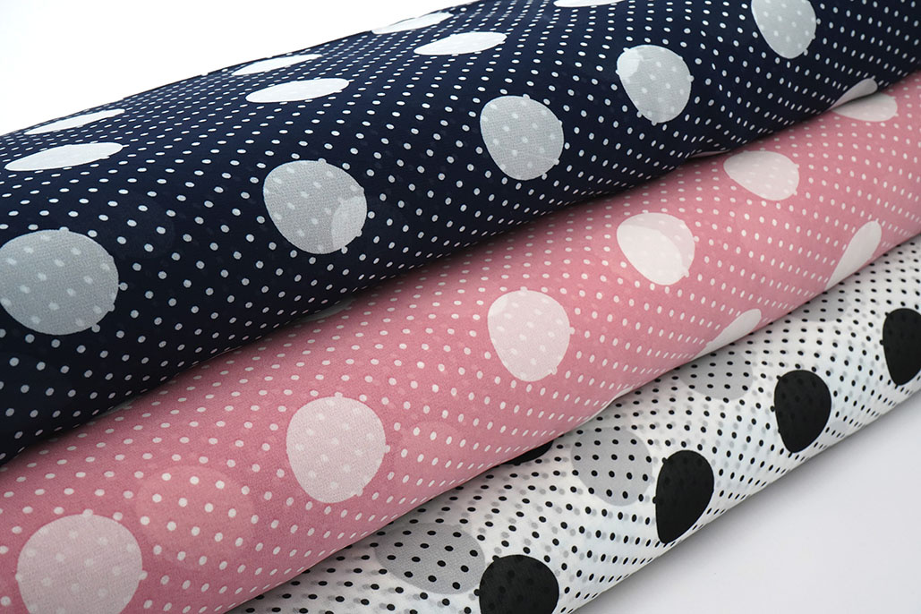 Chiffon Kleine en Grote Stippen Marine