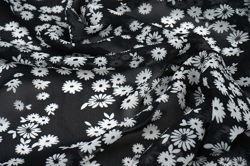 Chiffon Bedrukt Prieks Zwart