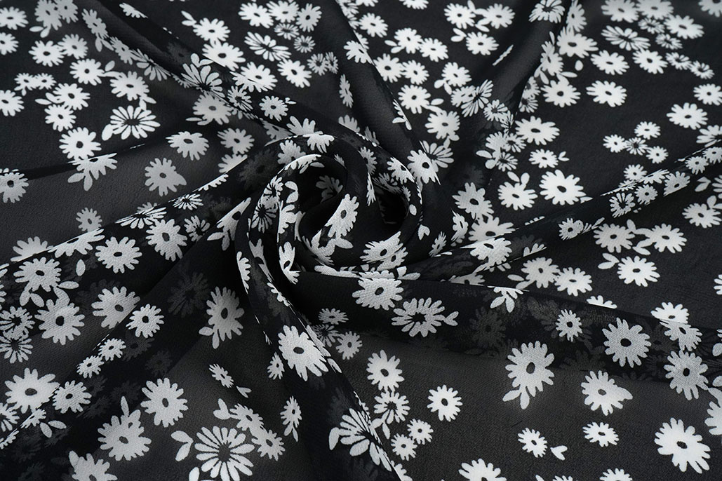 Chiffon Bedrukt Prieks Zwart