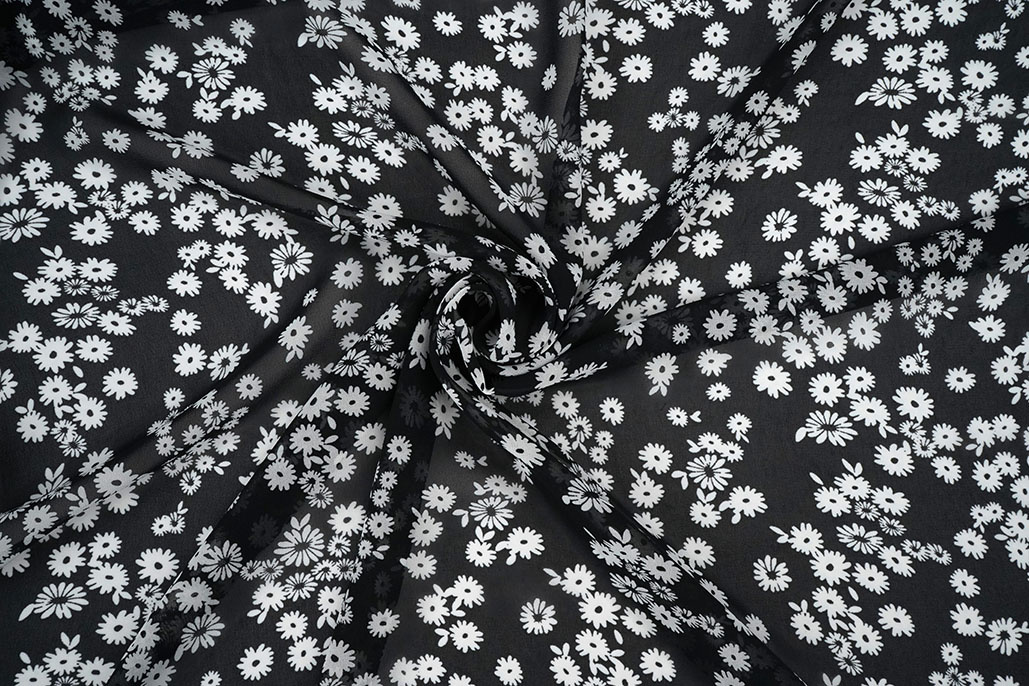 Chiffon Bedrukt Prieks Zwart