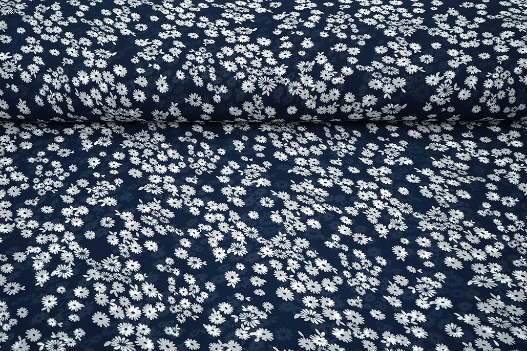 Chiffon Bedrukt Prieks Marine