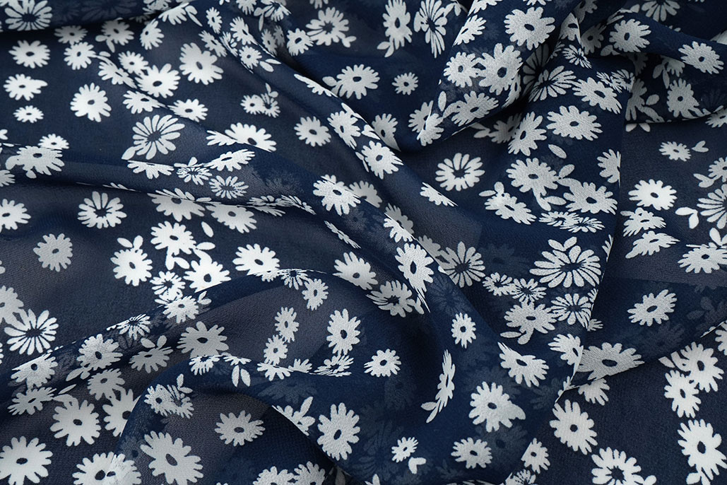 Chiffon Printed Prieks Navy