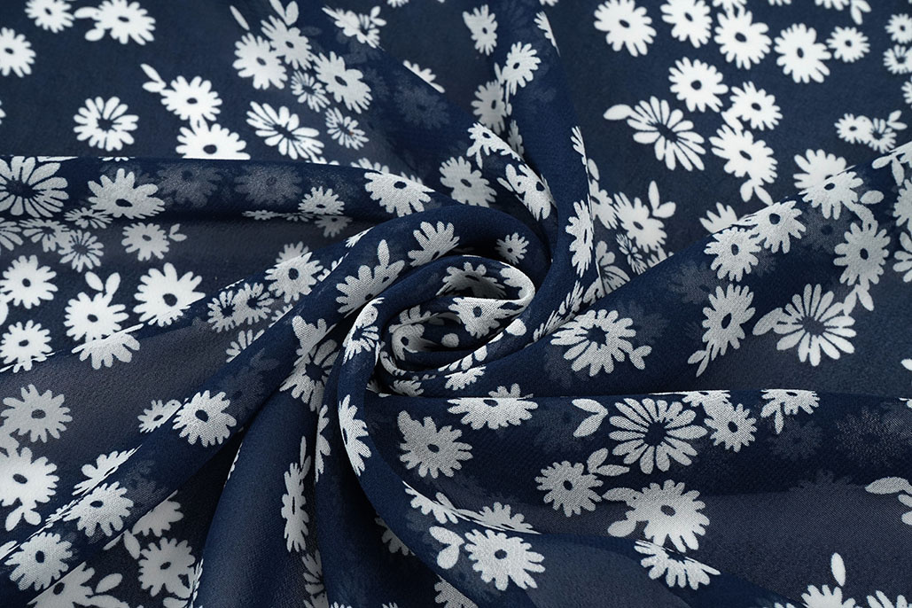 Chiffon Bedrukt Prieks Marine