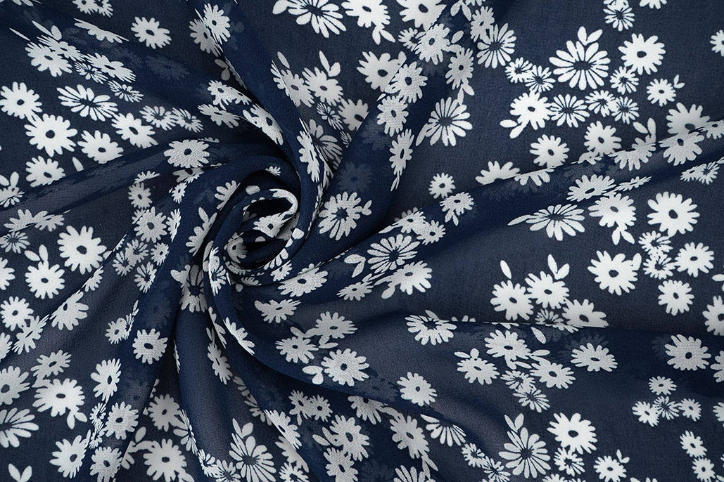 Chiffon Printed Prieks Navy