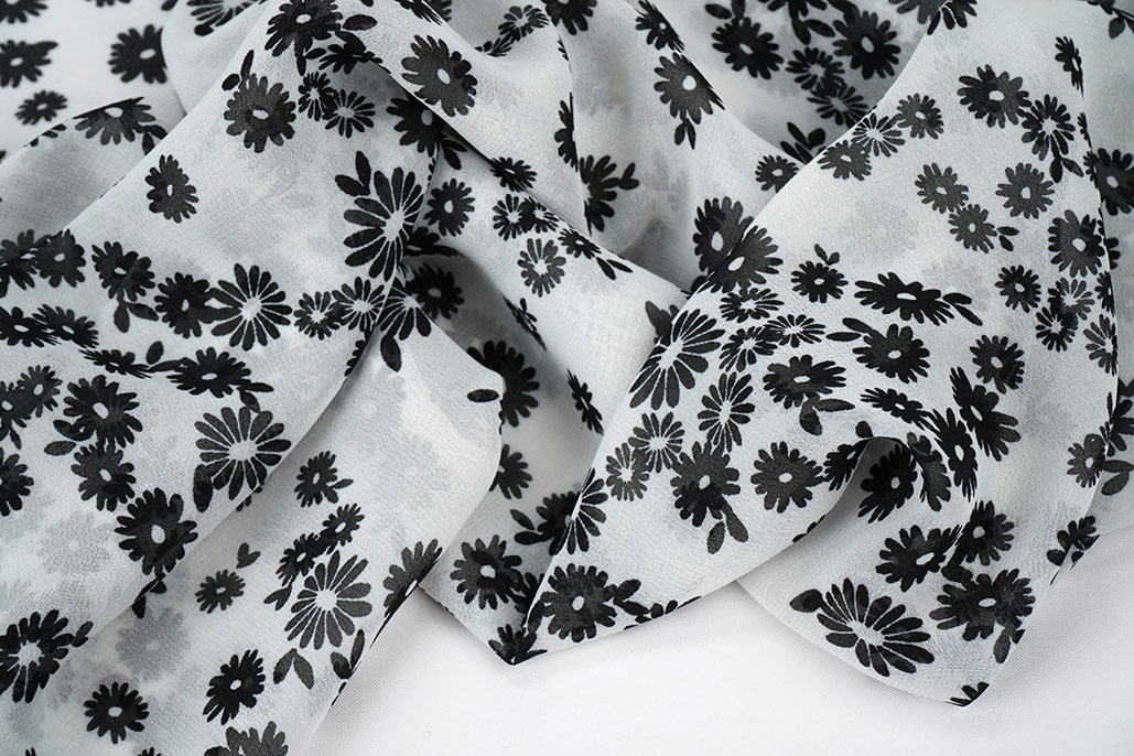 Chiffon Bedrukt Prieks Off-White