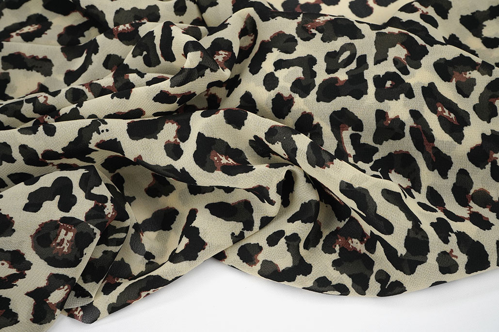 Chiffon Bedrukt Panter Beige