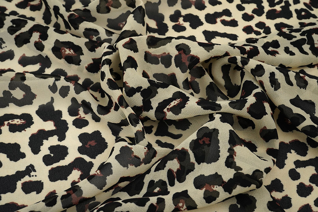 Chiffon Bedrukt Panter Beige