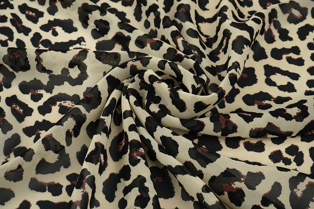Chiffon Bedrukt Panter Beige