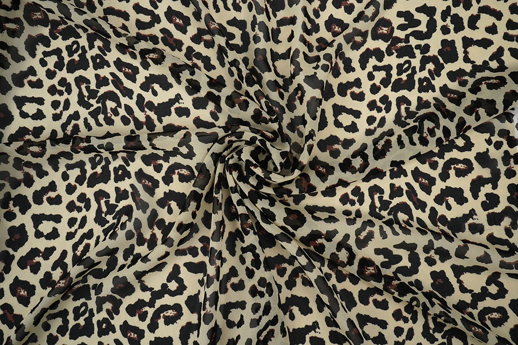Chiffon Bedrukt Panter Beige