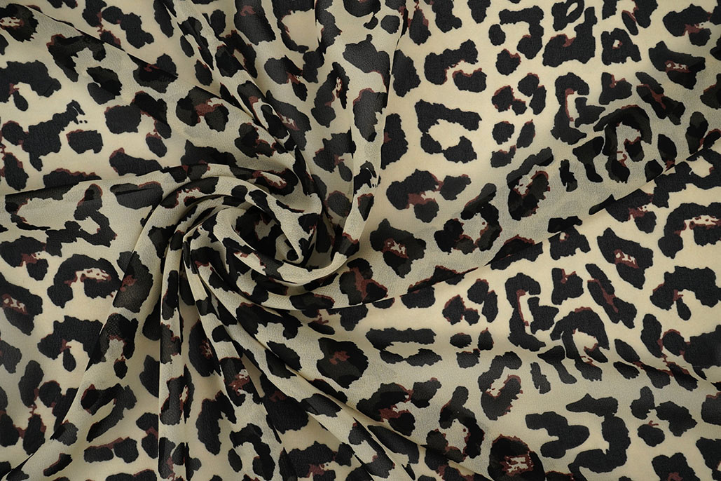 Chiffon Bedrukt Panter Beige