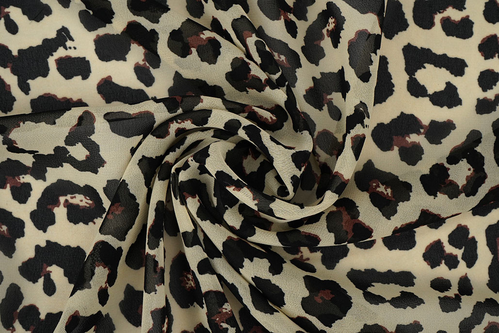 Chiffon Bedrukt Panter Beige