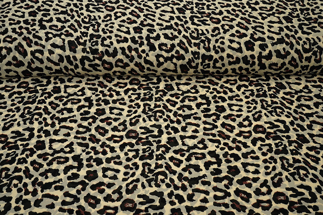 Chiffon Bedrukt Panter Beige