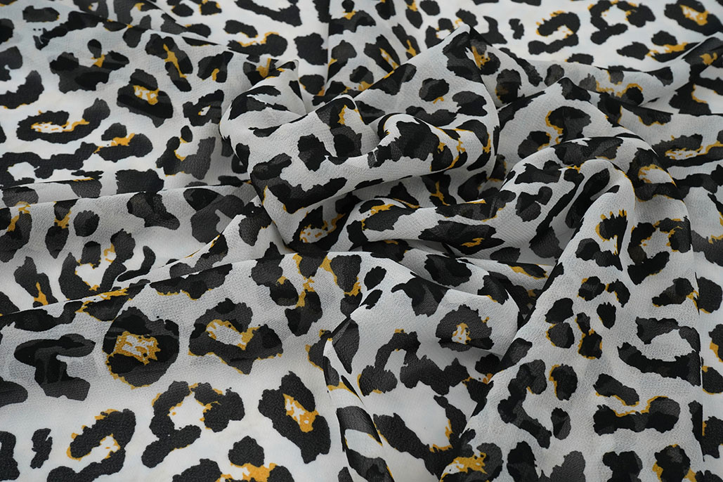 Chiffon Bedruckt Panther Off-White