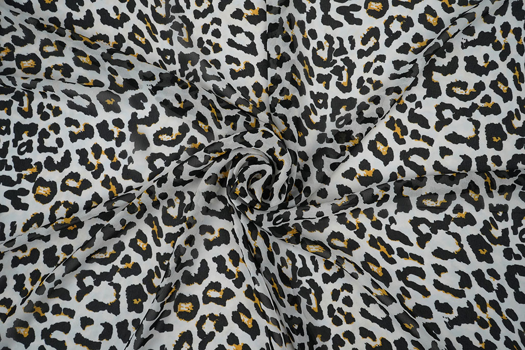 Chiffon Bedruckt Panther Off-White
