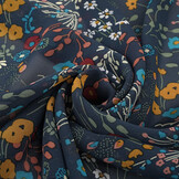 Chiffon Bedruckt Bunga Flora  Marine