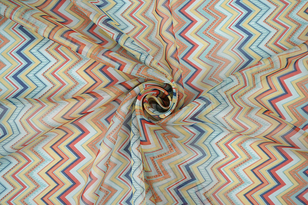 Chiffon Bedrukt ZigZag Cora Multi