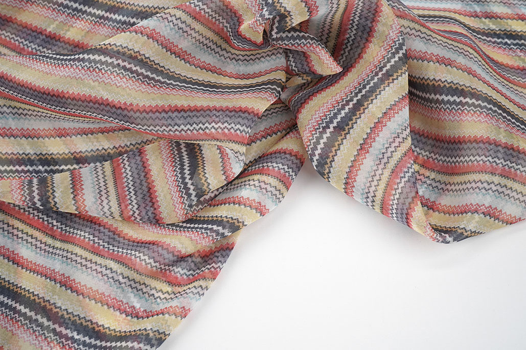 Chiffon Bedrukt Kleine ZigZag Multi 1