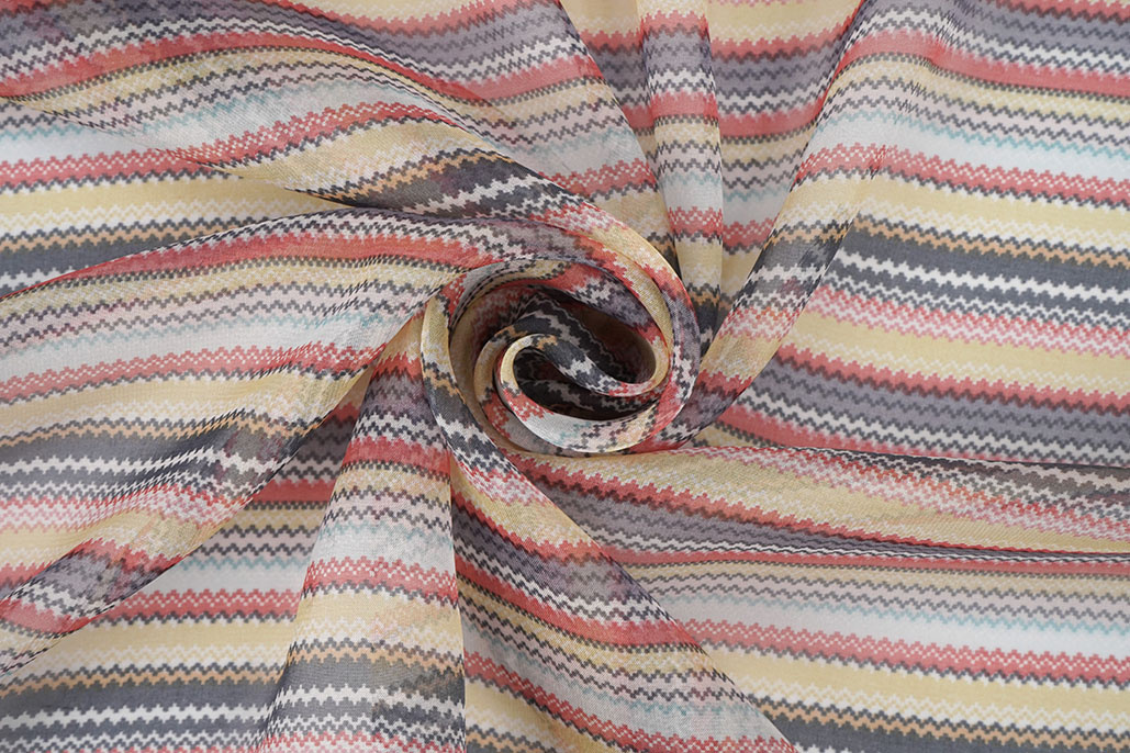 Chiffon Bedruckt kleiner Zick-Zack Multi 1