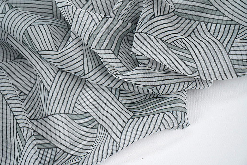 Chiffon Bedrukt Abstracte Lijnen Multi 3